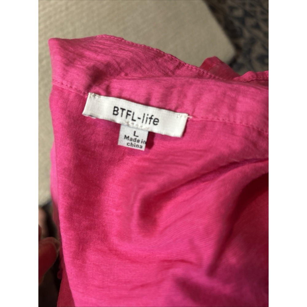 BTFL-Life Women's Sleeveless Hot Pink Sleeveless‎ Blouse Large - Picture 3 of 4